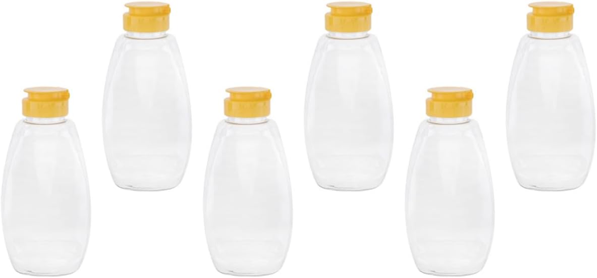 6pcs 500g Pet Honey Squeeze Bottles Food Storage Jars Lids Refillable Jam and Honey Holder Containers for Kitchen and Dining Use