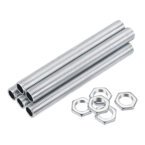 MECCANIXITY Lamp Pipe, 3.54 Inch Long M10 All Thread Extension Rod for Chandelier Pendant Lights with M10 Hex Nut Fastener, 1 Set