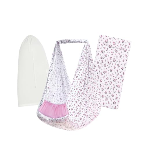 Image of Premium Swing Cradle Set | Hanging Swing Cradle, Removable 5-Layer Padded Bed & Mosquito Net | Up to 15 kg | Floral Pink