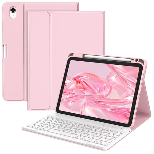 BQSS Teclado for iPad 11ª Generación A16 2025/10ª Generación 2022, QWERTY Español Ñ, Desmontable Bluetooth Magnéticamente Teclado para iPad 10/11 Gen(Rosa)