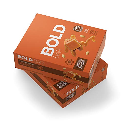 BOLD BAR - Barra de proteína (0% açúcar, 18 g proteínas, sem glúten) - 12 unidades x 60g (CARAMELO C