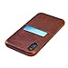 Dockem Virtuosa M1 Wallet Case for iPhone XR; Built-in Metal Plate, Designed for Magnetic Mounting; Ultra Slim Top Grain Genuine Leather Card Case; M-Series [Brown]