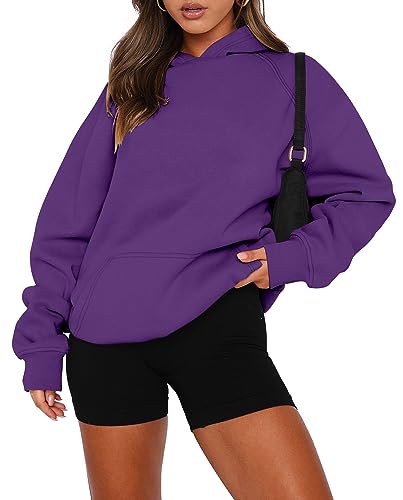 onlypuff Women Pullover Sweatshirt Long Sleeve Hoodies Kangaroo Pocket Fleece Basic Sweater