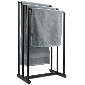 WonYins Standing Towel Rack, 3 Tier Metal Free Standing Floor Towel Racks for Bathroom Freestanding, Drying Bath Towel Rack Stand for Bathroom Floor, Bedroom, Storage, Laundry Room
