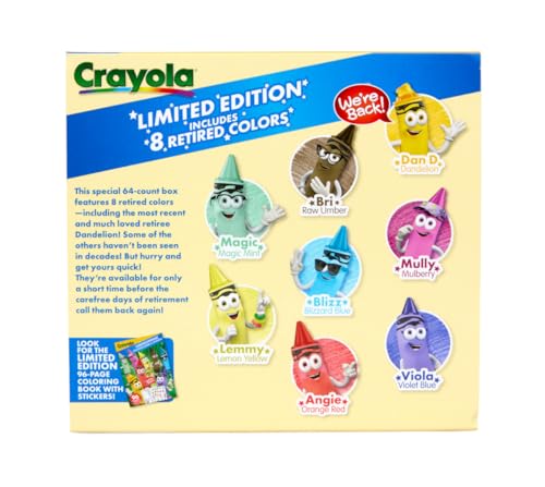 Crayola Crayon Box (64 Count), With Limited Edition Colors & Plastic Case, Arts & Crafts Coloring Supplies for Kids, Back to School Essentials, Ages 3+