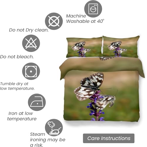 Ensemble de literie 3 pièces imprimé fleurs et papillons en microfibre lavable