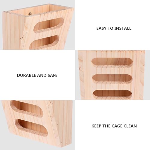 Comedero de madera para conejos beige de forma cuadrada marca Luxshiny 8