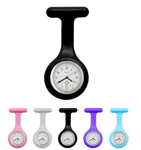 PCL Media ltd Fob Watches for Nurses Fob Watch Brooch for Women for The Health Care Industry Nurses Watch Silicon (Black)