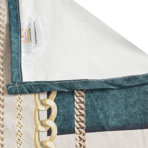 Image of Signature Digital Print Geometric Designs Super King Size Bedsheet - 108 x 108 inches | 100% Cotton-Feel Soft Fabric | Fade-Resistant Colors | 2 Matching Pillow Covers (Heritage Grid)