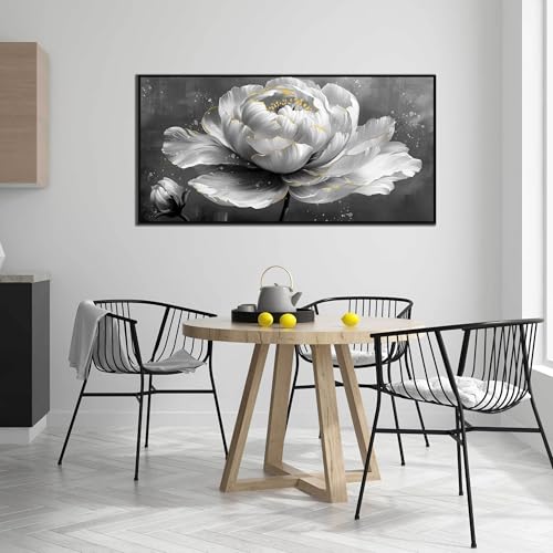 Image of AOZEMI Floral Wall Art White Pictures for Living Room