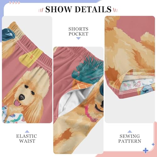 ZZXXB Lovely Poodle Print Boys Long Pants Soft Trousers Elastic Waist Kids Lounge Bottoms with Pockets S-XL4