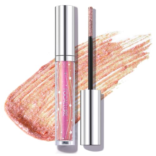 FOCALLURE Star Drifter Glitter Mascara Topper Long Lasting Quick Dry Soft Gel Soft Pink Shimmer Finish PK01 PINK PLANET