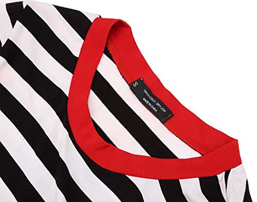 BI.TENCON Women's Striped Pleated Casual A-Line Dresses Knee Length with Pockets3