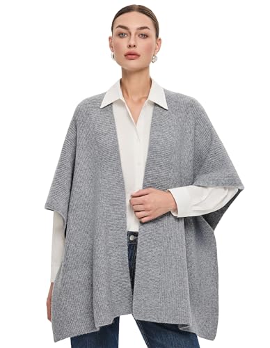 PULI Womens Luxury Light Heather Gray Open Front...