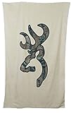 BROWNING BGT4046 OVERSIZED BEACH TOWEL TAN WITH CAMO BUCKMARK