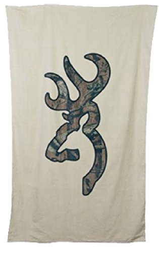 BROWNING BGT4046 OVERSIZED BEACH TOWEL TAN WITH CAMO BUCKMARK