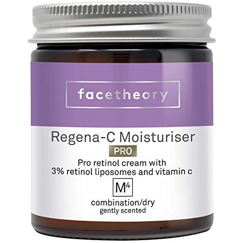 Facetheory Regena-C Moisturiser M4 Pro with 3% Retinol Liposomes and Vitamin C | Facial Moisturiser, Reduces Fine Lines, Combats Hyperpigmentation | Vegan & Cruelty-Free | Made in UK | Mandarin | 50ml