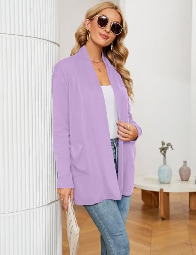 Image of Micoson Women's Long Sleeve Open Front Cardigan Casual Loose Lightweight Cardigans with Pockets