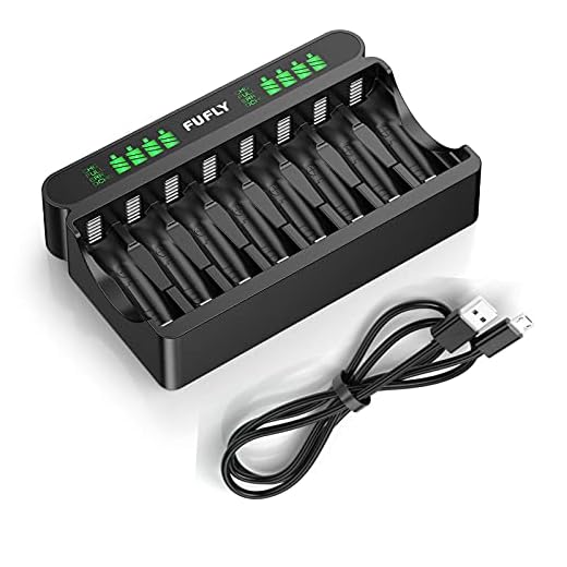 Fufly AA AAA Battery Charger - 8 Bay (Independent Slot) Smart Charger with LCD Display for Ni-MH Ni-CD Rechargeable Batteries