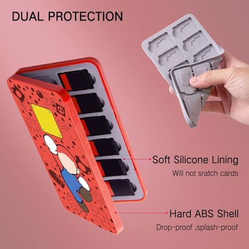 PERFECTSIGHT Switch Game Card Case for Nintendo Switch 2/ Lite / OLED, Game Holder Cartridge Case for Game Cards and 48 SD Cards, Kawaii Portable Compact Storage Box (Red M, 24 Slots) - 4