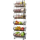 ALPHYSE Fruit Basket for Kitchen, Wire Baskets for Fruit and Vegetable Storage, 6 Tier Stackable Bas