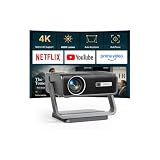 Smart Beamer 4K【Netflix-Fähig & Dolby Audio】 Auto Fokus/6D Trapezkorrektur Beamer Full HD 1080P, VOPLLS WiFi6 Bluetooth 4K Video Handy Projektor Heimkino/Outdoor für PS5 【Upgrade Version 】