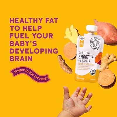 Serenity Kids 6+ Months Dairy-Free Smoothie Baby Food Pouch - Protein-Rich Snacks for Kids - Veggie-Packed Breakfast Smoothie - USDA Organic Baby Food - 3.5 Fl Oz - Pack of 1 - Sweet Potato Spice