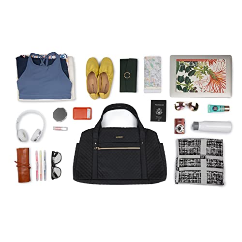 Travel Duffle bag, BAGSMART Weekender Overnight Bag for Women Large carry on bag With Shoe Bag,Laptop Compartment,Electronics,Black