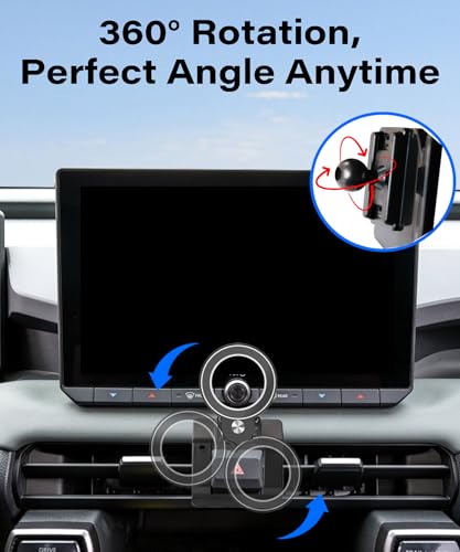 Image of Car Phone Holder for 2026 Toyota RAV4 /RAV4 Hybrid Accessories | Compatible with MagSafe Strong Magnetic Clip Cell Phone Mount, Hands-Free 360 Rotatable Adjustable, Not Block Air Vents