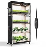 Bstrip Indoor Greenhouse with Grow Light, Plant Stand with 4 Pack 24W Full Spectrum Plant Lights, Plant Shelf with Tent for Indoor Plant, Seed Starting, Seed Tray, 29.5'x13.8'x59'