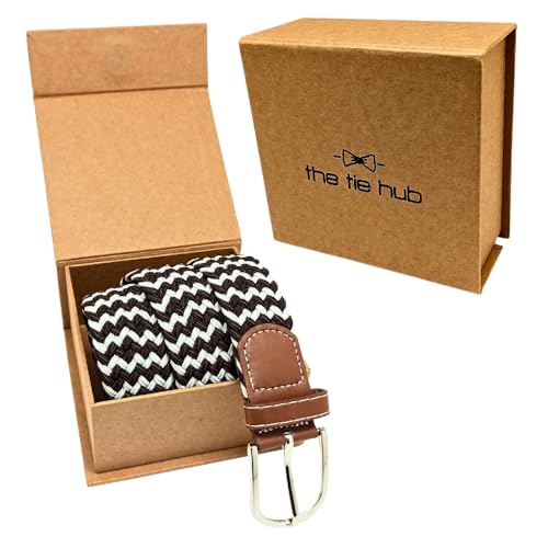 Image of The Tie Hub Unisex Stretchable Woven Fabric Belt | Adjustable, Hole-Free Design | Fits Up to 40 Inches Waist