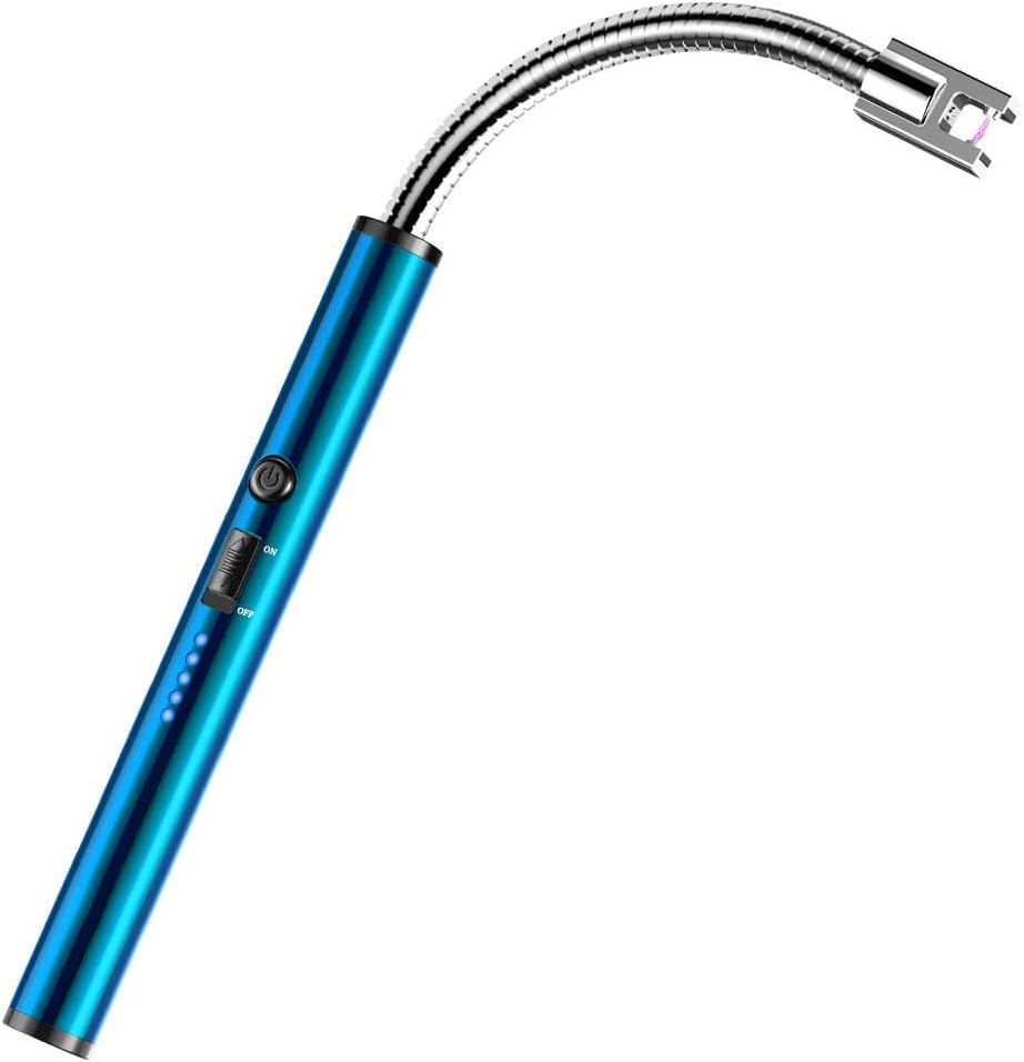 VEKSUN Candle Lighter, USB Rechargeable Electric Arc Lighter with Long Flexible Neck, Flameless for Candles, Camping, Grill, Stove, BBQ (Blue)