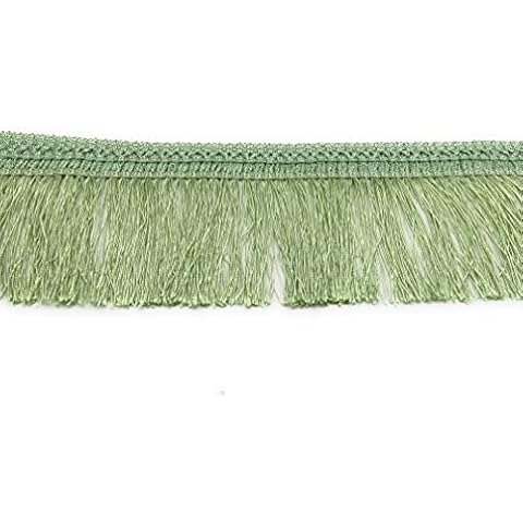 Mnj-Trimmings- 12 METRES Fringe Tassel Trim 11CM Wide Available in 11 Colours (Light Green) Cover