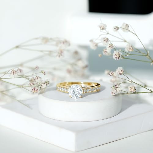 Certified Moissanite Round Engagement Ring for Women- 8MM Round Moissanite, 3 CT, D-VS1 Quality (With Jewelry Box)4