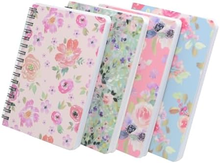 4pcs A6 Spiral Notebooks Supplies 8mm Ruled 5.7 x 4.1 inch Hardco...