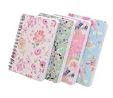 YIHUANYIFA 4pcs A6 Spiral Notebooks School Supplies 8mm Ruled 5.7 x 4.1 inch Hardcover 160 Pages Journals for Work Students Study and Notes (4, Flower A)