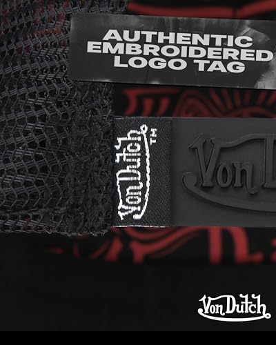 Image of Von Dutch Monogram Trucker Cap - Retro Snapback Cap for Men and Women - Adjustable Snap Fit Panel, Mesh Rear, Curved Bill