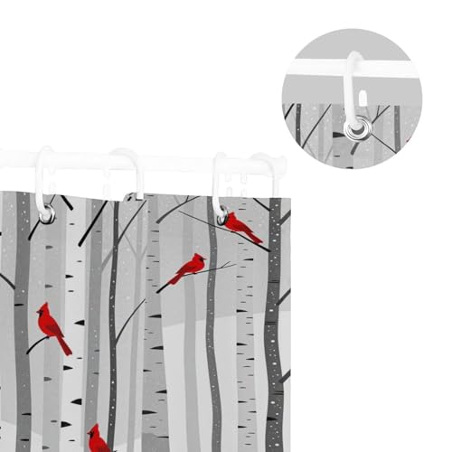 Rideau de douche oiseaux d'hiver imperméable en polyester 183x183 - 6