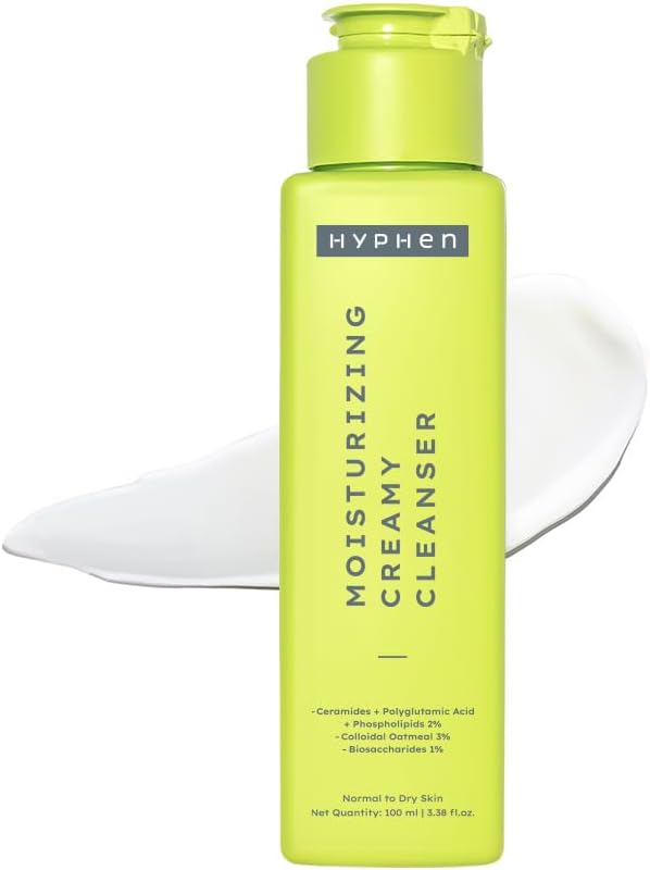 Hyphen Moisturizing Creamy Face Wash for Dry & Sensitive Skin | 2% Ceramides & Polyglutamic Acid | Barrier Repair, Hydration & Gentle Cleansing | Daily Cleanser For Men & Women - 100 ml