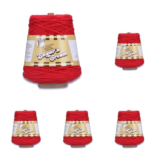 Lily Sugar'n Cream Cotton Yarn | 14 oz | Red | Cone | Pack of 5