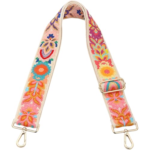 Image of Crochet Flower Purse Strap,Knit Wide Replacement Crossbody for Shoulder Strap Bag Adjustable 2inch Guitar Strap
