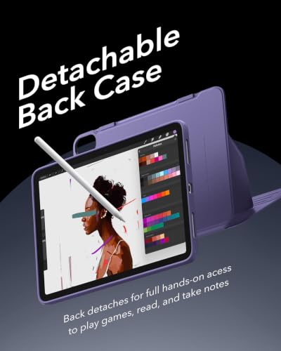 Image of ESR for iPad Air 13 Inch Case M4 /M3 /M2 (2026 /2025 /2024), Removable Magnetic Cover with Pencil Charging & Storage, Adjustable Portrait /Landscape Stand, 9 Standing Angles, Shift Series, Purple