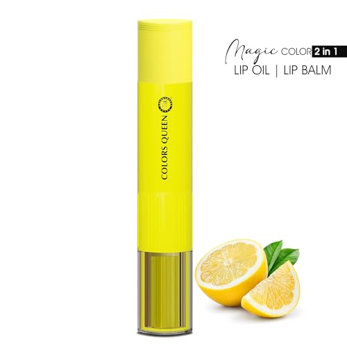 Image of Colors Queen Magic Color 2 in1 Lip Balm & Lip Oil - Lemon, 4.5g | Nourishing & Moisturizing Lip oil for Dry and Chapped Lips | Tinted Lip Balm for Women Enriched with Shea Butter & Vitamin E