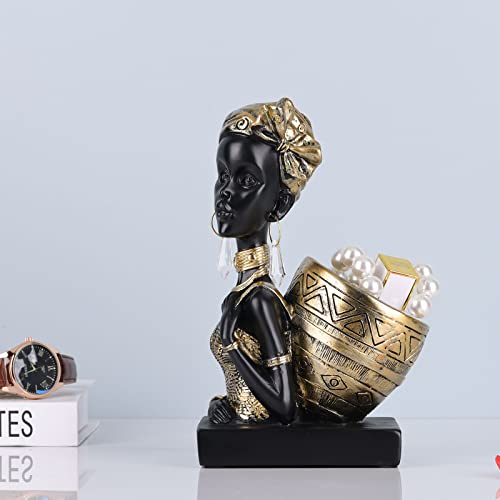 Lccck African Wall Art Statue, Resin African Figurines Home Decor Accent, Gold African Art Sculptures, For Shelf Bookshelf Table Desk Mantle Living Room Decor Accents #TOP2