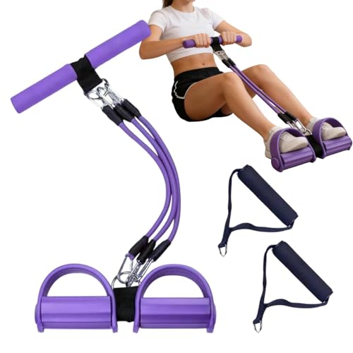 Pedalier - Muñequera de resistencia con 3 tubos de resistencia elástica con asas para fitness, pilates, entrenamiento en casa, sentadillas
