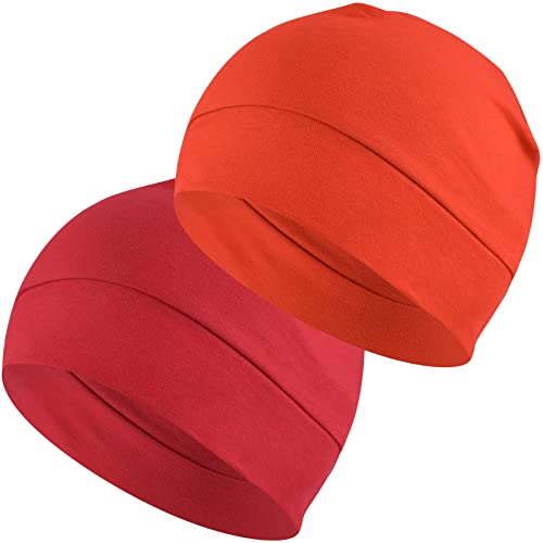 Image of Headshion Cotton Skull Caps for Men Women,2-Pack Lightweight Beanie Sleep Hats Breathable Helmet Liner
