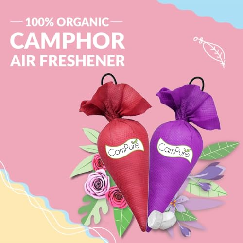 Image of CamPure Camphor Cone (1 Rose + 1 Lavender) Pack Of 2-100% Organic | Air Freshener For Car, Wardrobe, Office Cabin's, Drawers, Travel Bag & Bathroom