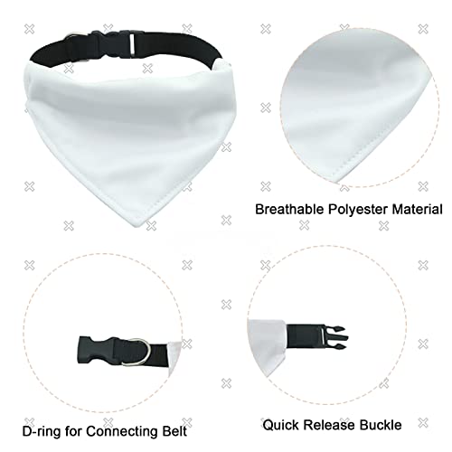 HACRAHO Hundehalstuch Mit Verstellbarer Schnalle, 2 PCS Hund Sublimation Doppelseitiges Leeres Hundehalstuch Mit D-Ring Verstellbares Hundehalstuch Mit Schnellverschluss-Schnalle, L