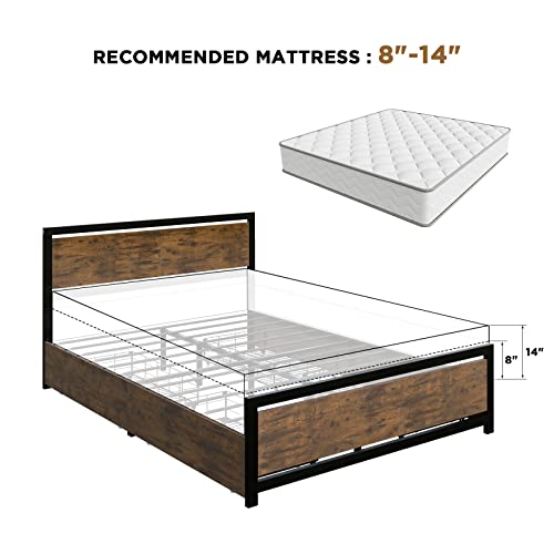 Amerlife Queen Bed Frame With 4 Xl Storage Drawers, Storage Platform Bed With Wooden Headboard & Footboard, No Box Spring Needed, (Bt-829Q) #TOP7