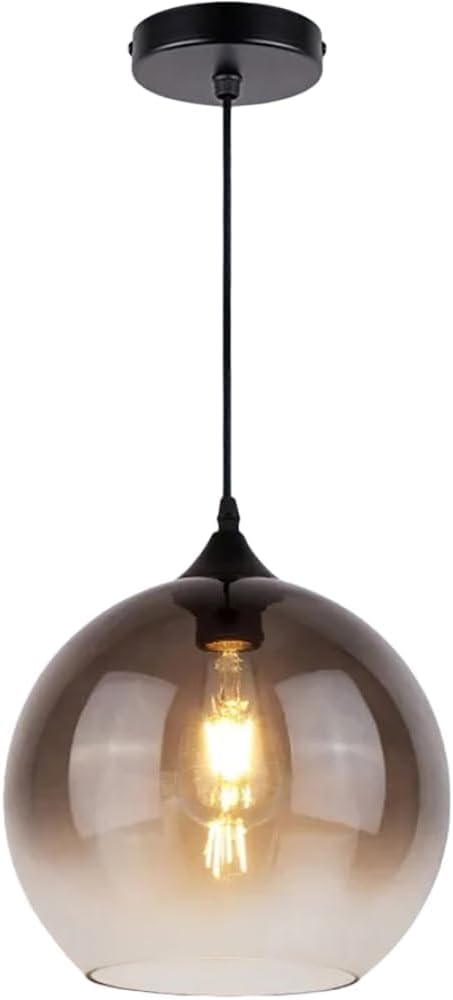Lustre plafonnier rétro à LED et suspension en verre marron dégradé